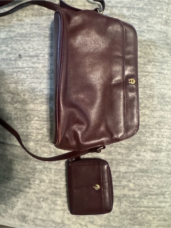 Etienne Aigner Handbags - Etienne Aigner Burgundy Leather Crossbody Bag with Coin Pouch